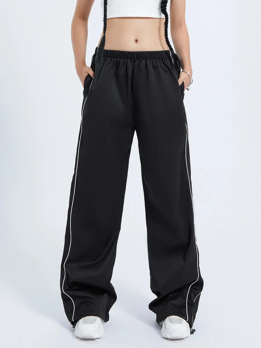 Y2K Baggy Cargo Pants for Women Drawstring Elastic Low Waist Parachute Pants Sweatpants Loose Hippie Pants Trousers