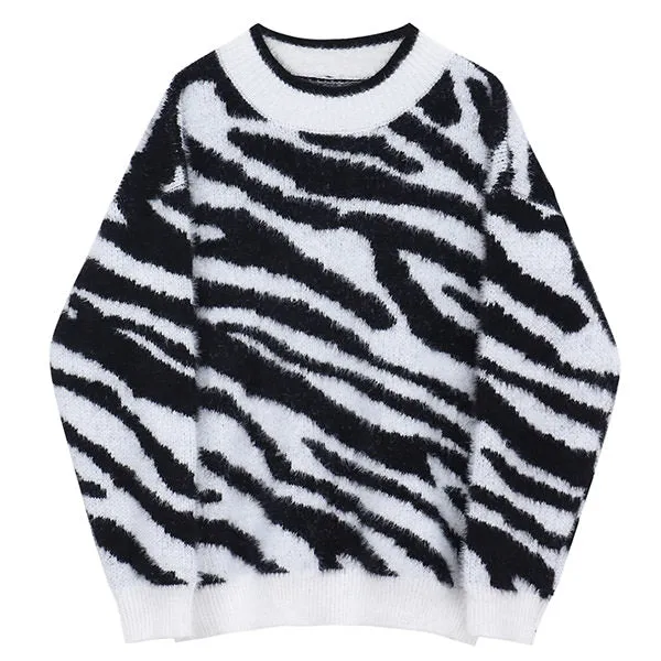 Zebra Print Knit Sweater